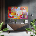 Orange Pink Collage With Eyes Brushed Aluminium Dibond Wall Art