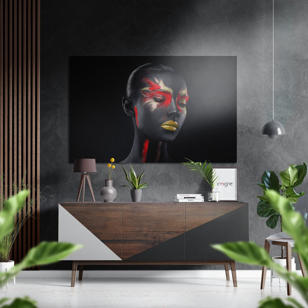 Black Body Paint With Red and Gold Brushed Aluminium Dibond Wall Art