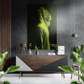 Lime Green Hoodie Lion Portrait Brushed Aluminium Dibond Wall Art