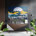 Gold Mountains Full Moon Birches Brushed Aluminium Dibond Wall Art