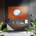 Burnt Orange Abstract Moon Circle Brushed Aluminium Dibond Wall Art