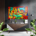 Vibrant Cubist Guitar Brushed Aluminium Dibond Wall Art