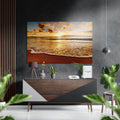 Golden Cloudy Sky Beach Sunset Brushed Aluminium Dibond Wall Art