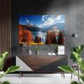 Red Pines Alpine Lake Blue Sky Brushed Aluminium Dibond Wall Art