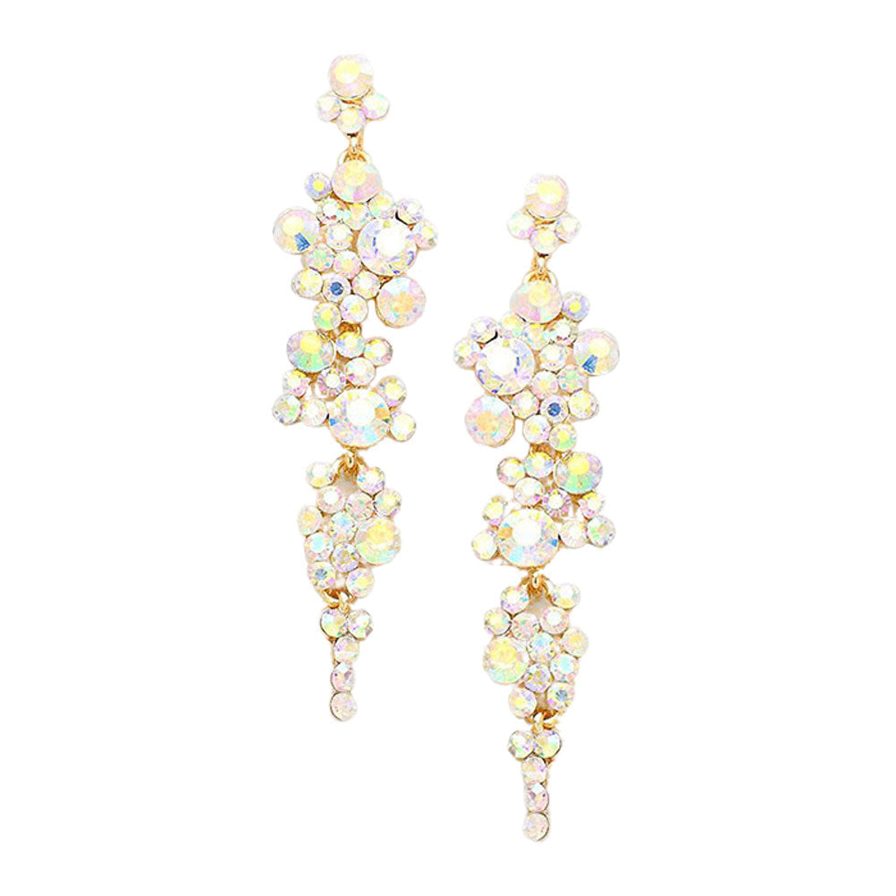 Bubble Stone Cluster Dangle Evening Earrings