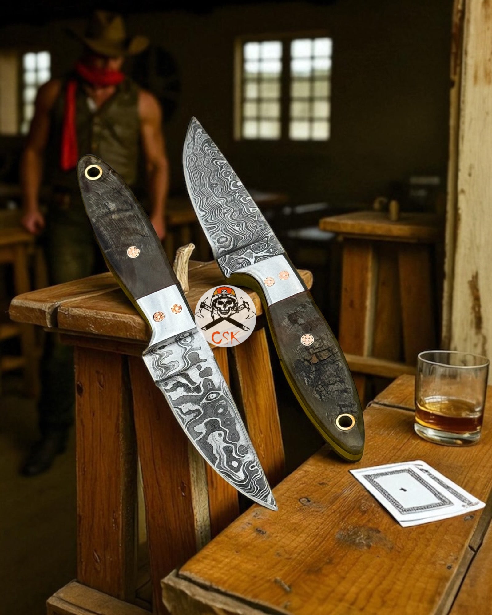 Buckaroo Cowboy Ranch Knife Set With Belt Sheath - PhishStones Products