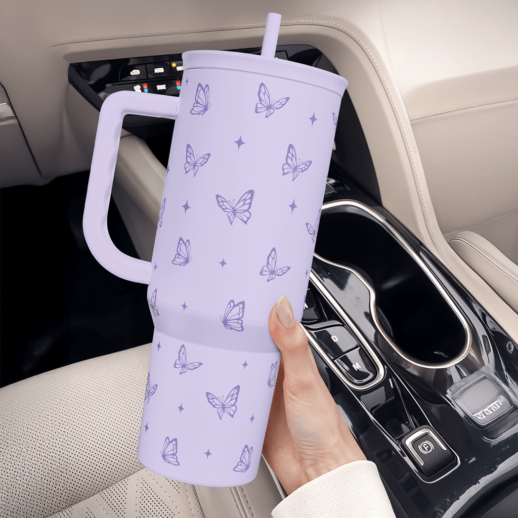 Butterfly Gifts for Women, Butterfly Tumbler with Handle, Stainless Steel Insulated Coffee Travel Mug Cup, Gifts for Women Girls on Birthday Christmas, 40oz - PhishStones Products
