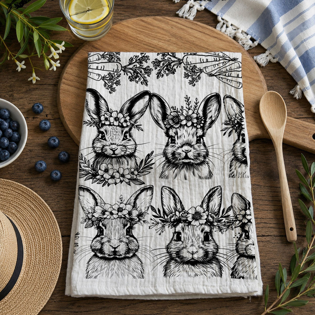 B&W Bunnies Towel