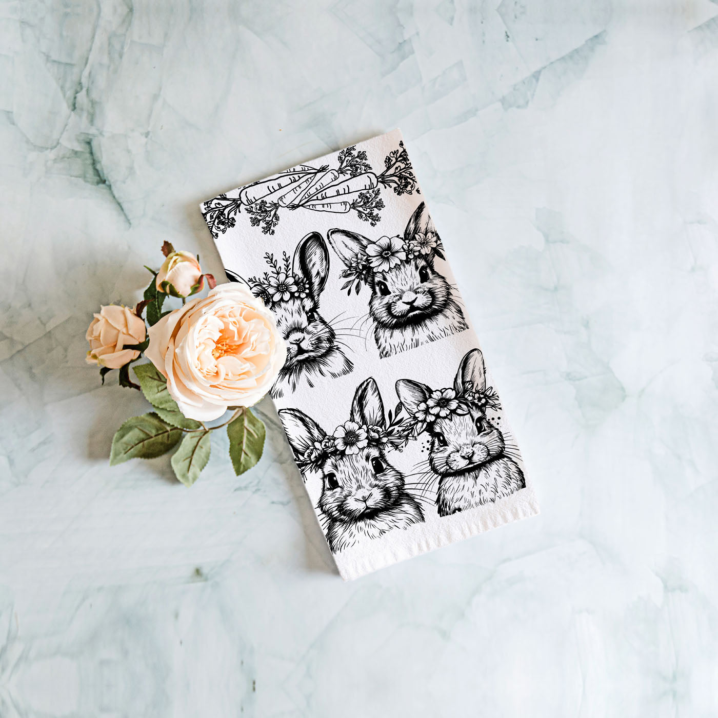 B&W Bunnies Towel