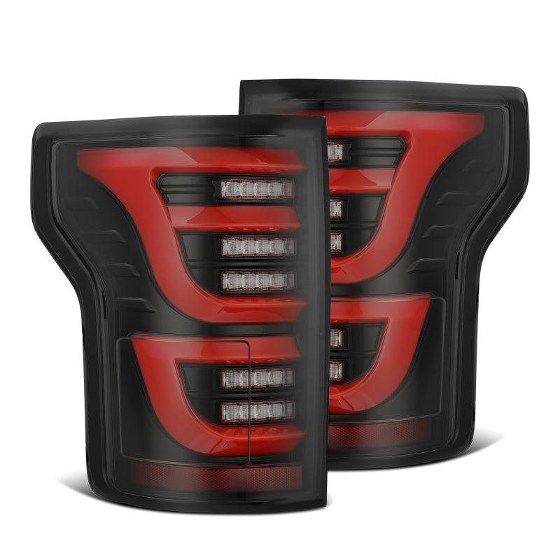 AlphaRex 15-20 Ford F-150 Luxx LED Tail Lights (Pair) Black/Red (Not For Blind Spot Sensor Models) 652050 *Discontinued