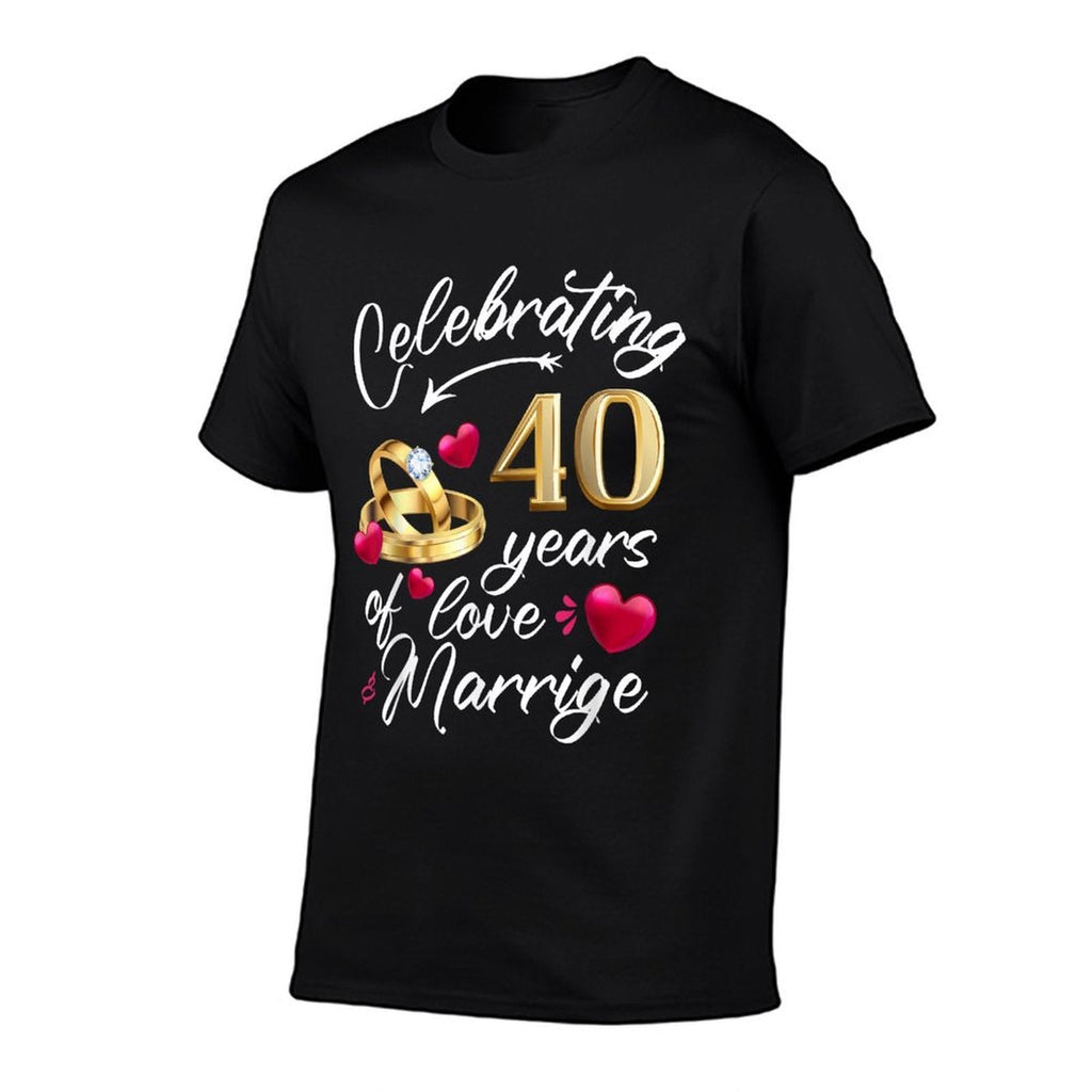 Celebrating 40 Years of Marriage 40th Wedding Anniversary  Summer-ready Fabric T-Shirt