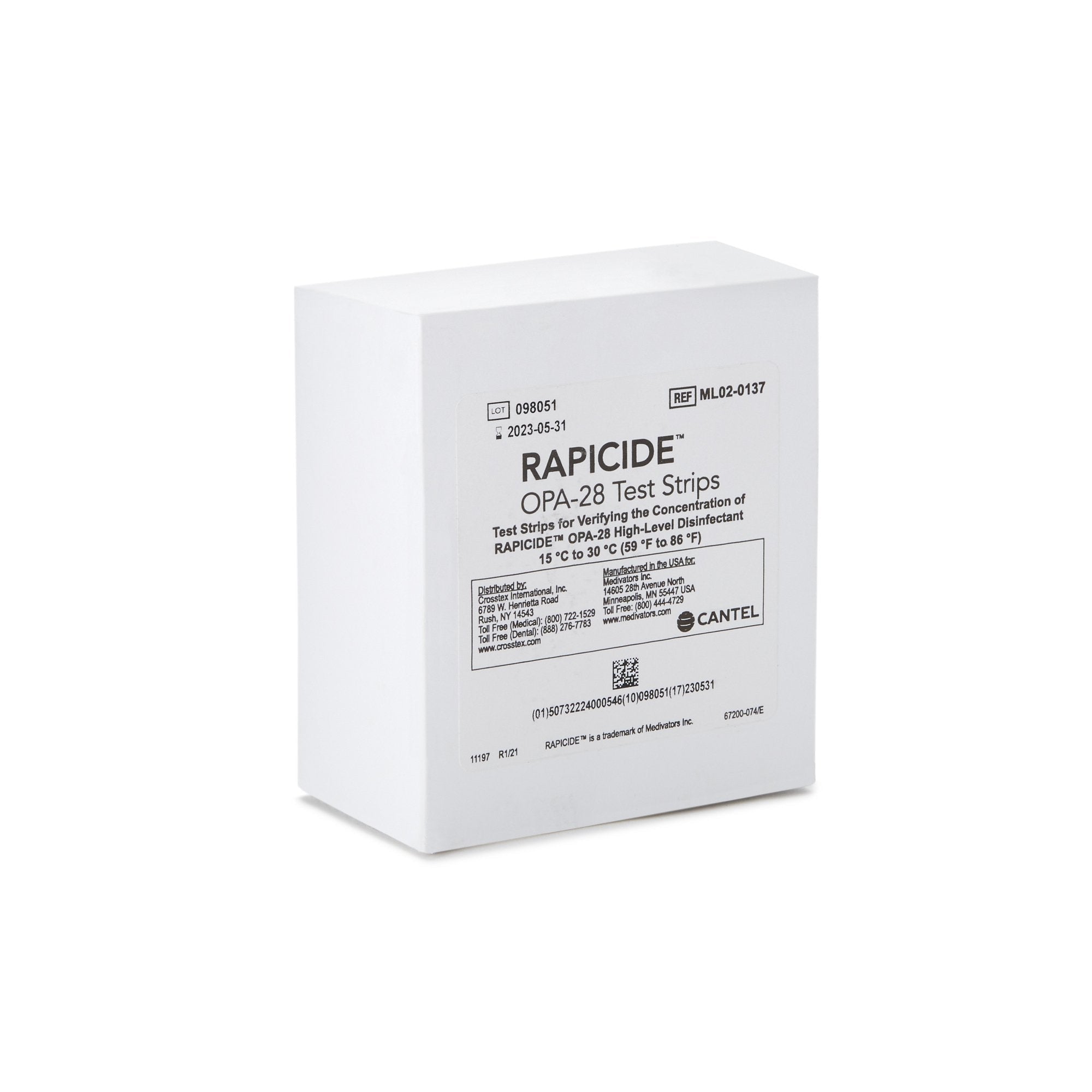 OPA Concentration Indicator Rapicide™ OPA/28 Pad 50 Test Strips Bottle Single Use ML02-0137