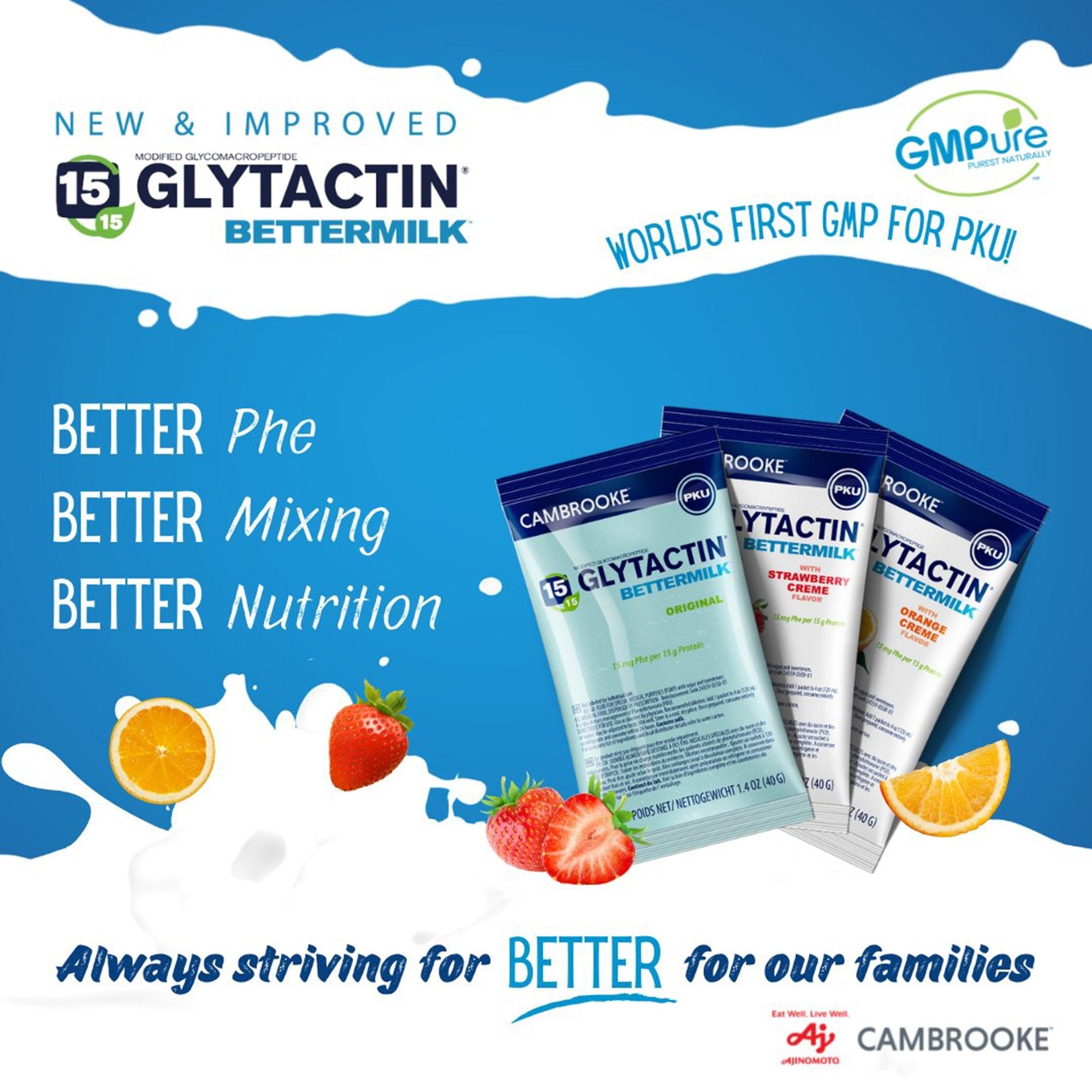 Oral Supplement Glytactin® BetterMilk Orange Crème Flavor Powder 1.4 oz. Individual Packet 35008