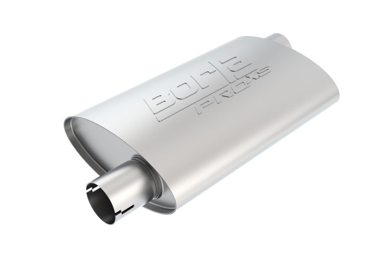 Borla Universal Pro-XS Muffler Oval 3in Inlet/Outlet Offset/Offset Notched Muffler 400491
