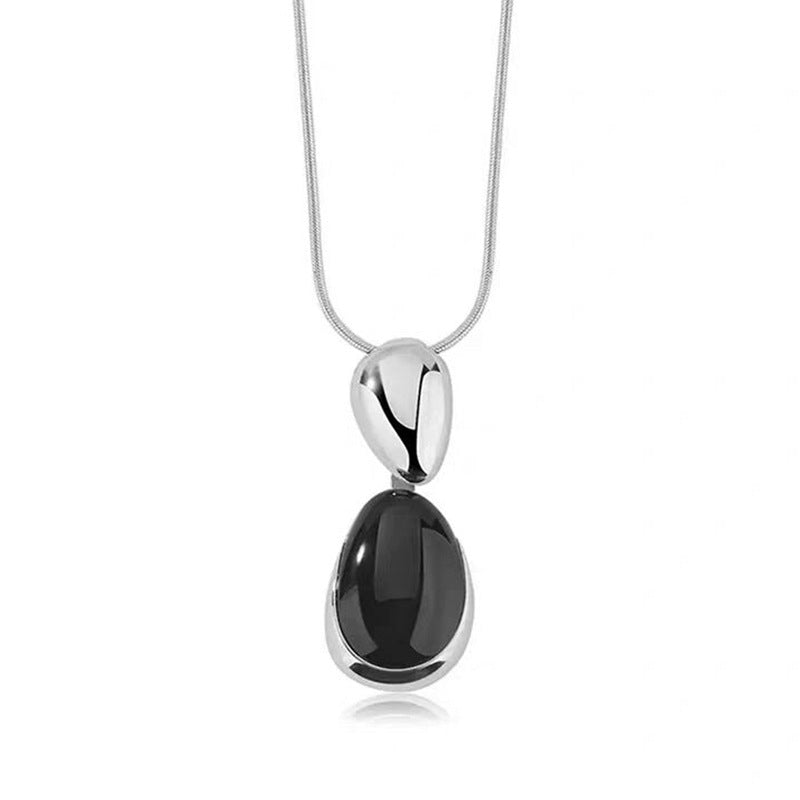 New Chinese Style Accessories Irregular Stitching Black Onyx Necklace Women