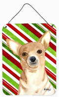 Chihuahua Candy Cane Christmas Wall or Door Hanging Prints Aluminum Metal Sign Kitchen Wall Bar Bathroom Plaque Home Decor Front Door Plaque, 12x16, Multicolor
