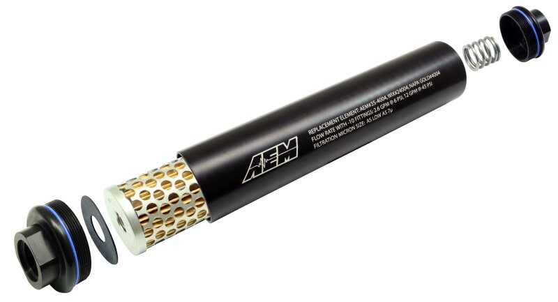 AEM Electronics Black Universal High Flow -10 AN Inline Fuel Filter