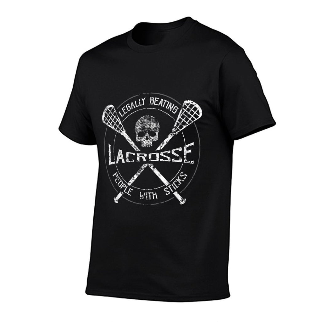 Lacrosse Legally Beating People with Sticks-Funny Design  Wrinkle-resistant T-Shirt