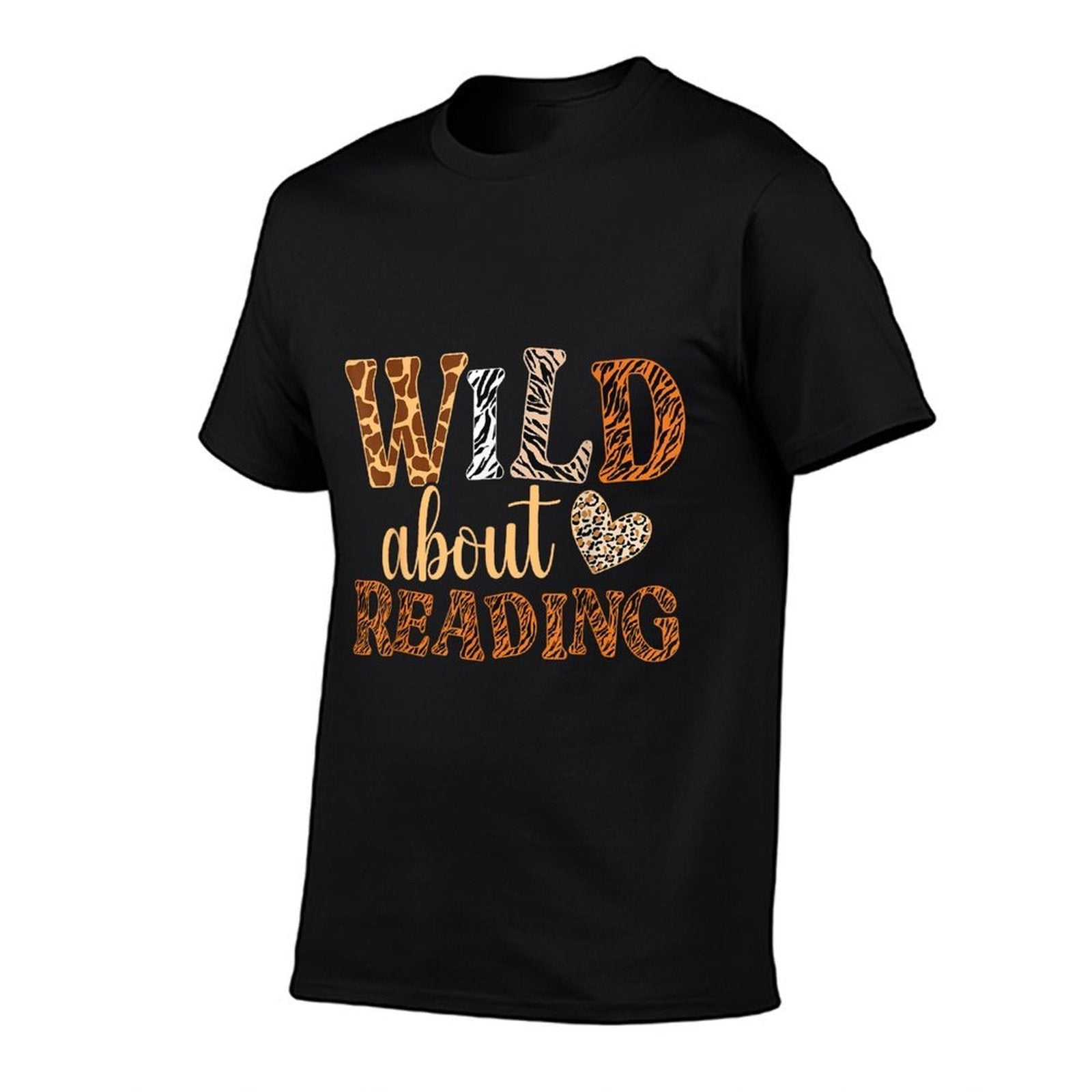 Wild About Reading Books - Bookworm Library Day Teacher  Ribbed Collar T-Shirt