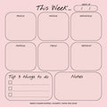 Weekly Planner Notepad: Pastel Pink Color, To Do List, Daily Agenda, Organizer, Desk Pad, 50 Sheets - Paperback