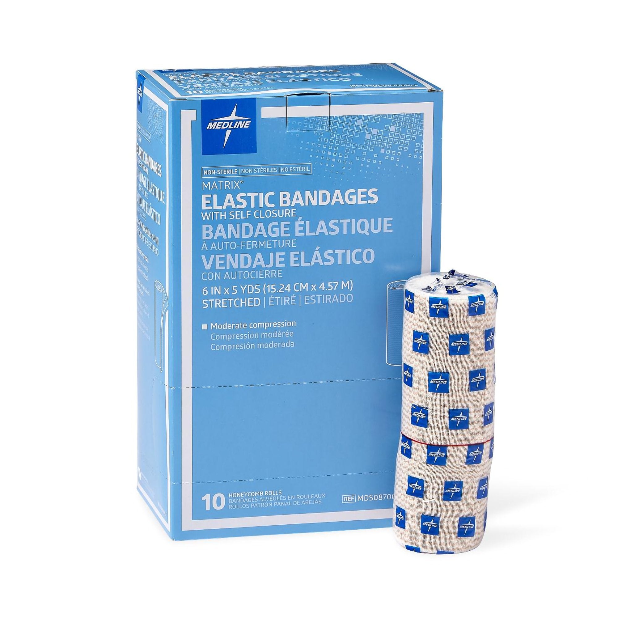 Matrix Double Hook and Loop Closure Elastic Bandage, 6 Inch x 5 Yard MDS087006LF