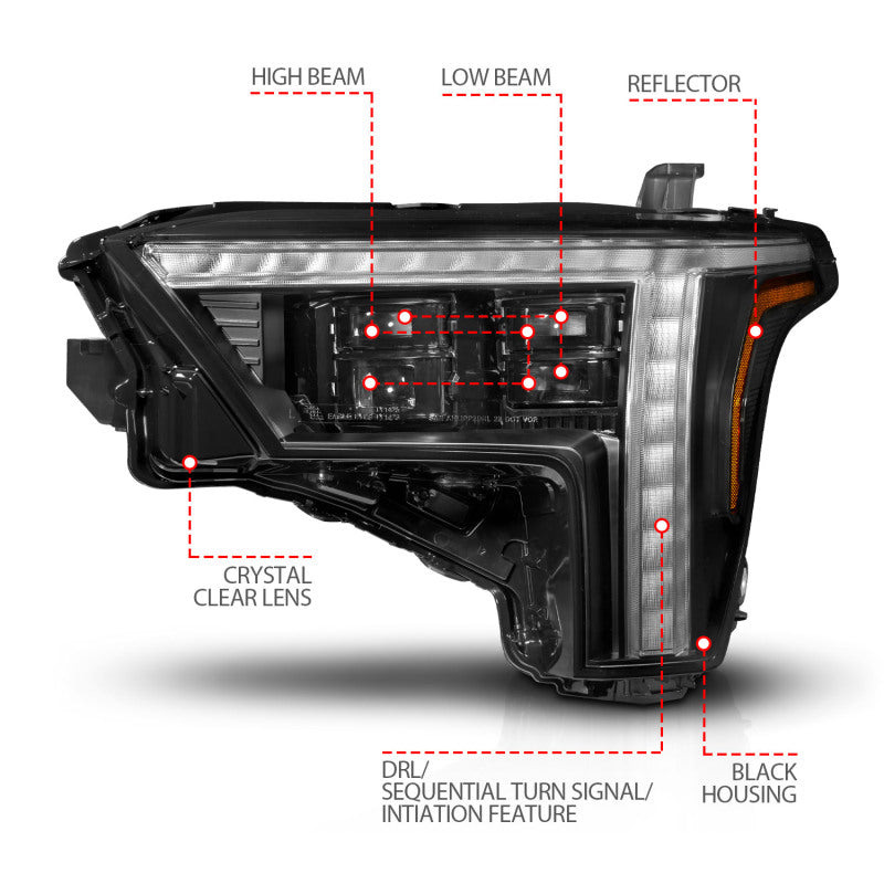 ANZO 22-24 Toyota Tundra (w/Factory LED Refl.) Z-Series Full LED Proj Headlights - Pass. Side ONLY 111599X-R