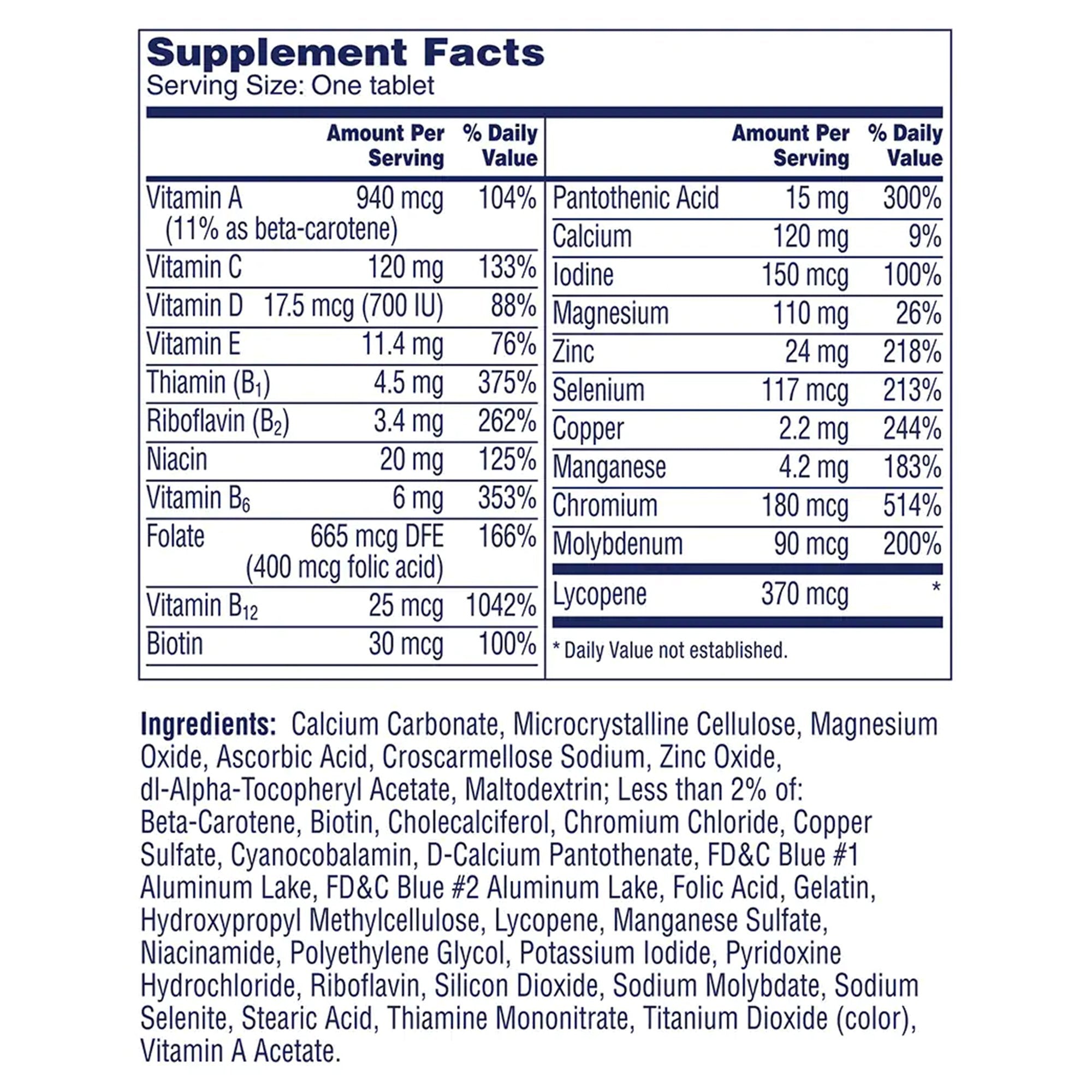 One A Day Men's 50+ Complete Multivitamin Tablets 01650058702