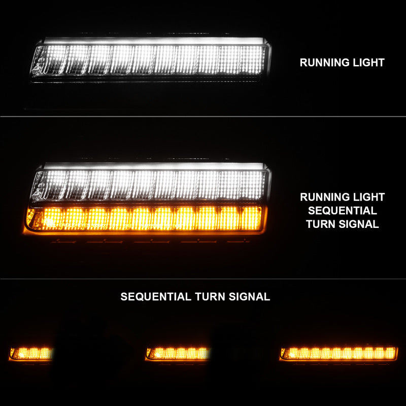ANZO 2018-2021 Jeep Wrangler LED Side Markers Chrome Housing Smoke Lens w/ Seq. Signal Low Config 511087