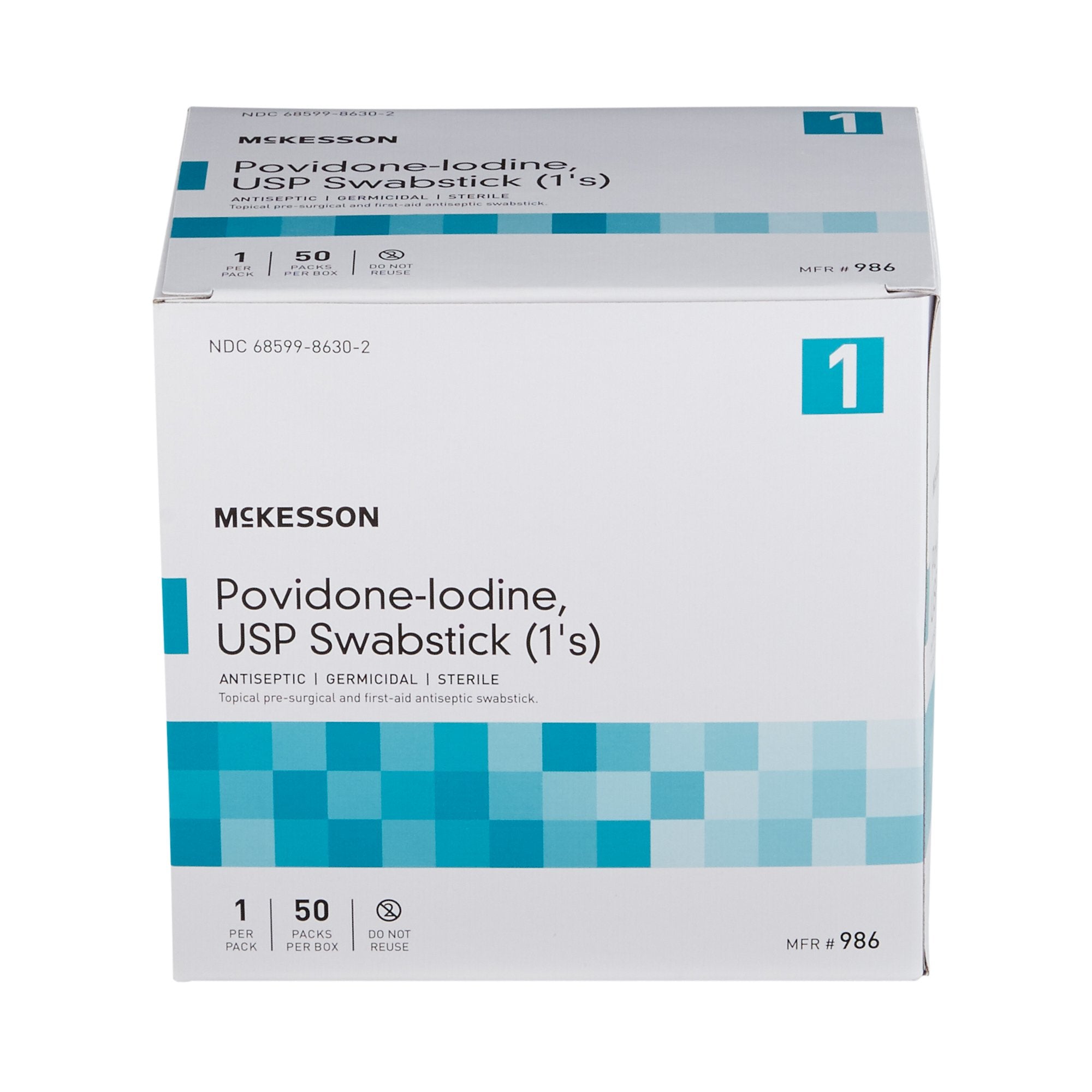 McKesson Impregnated Swabstick, 10% Strength, Povidone Iodine, Individual Packet 986