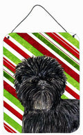 Affenpinscher Candy Cane Holiday Christmas Wall or Door Hanging Prints Aluminum Metal Sign Kitchen Wall Bar Bathroom Plaque Home Decor Front Door Plaque, 12x16, Multicolor