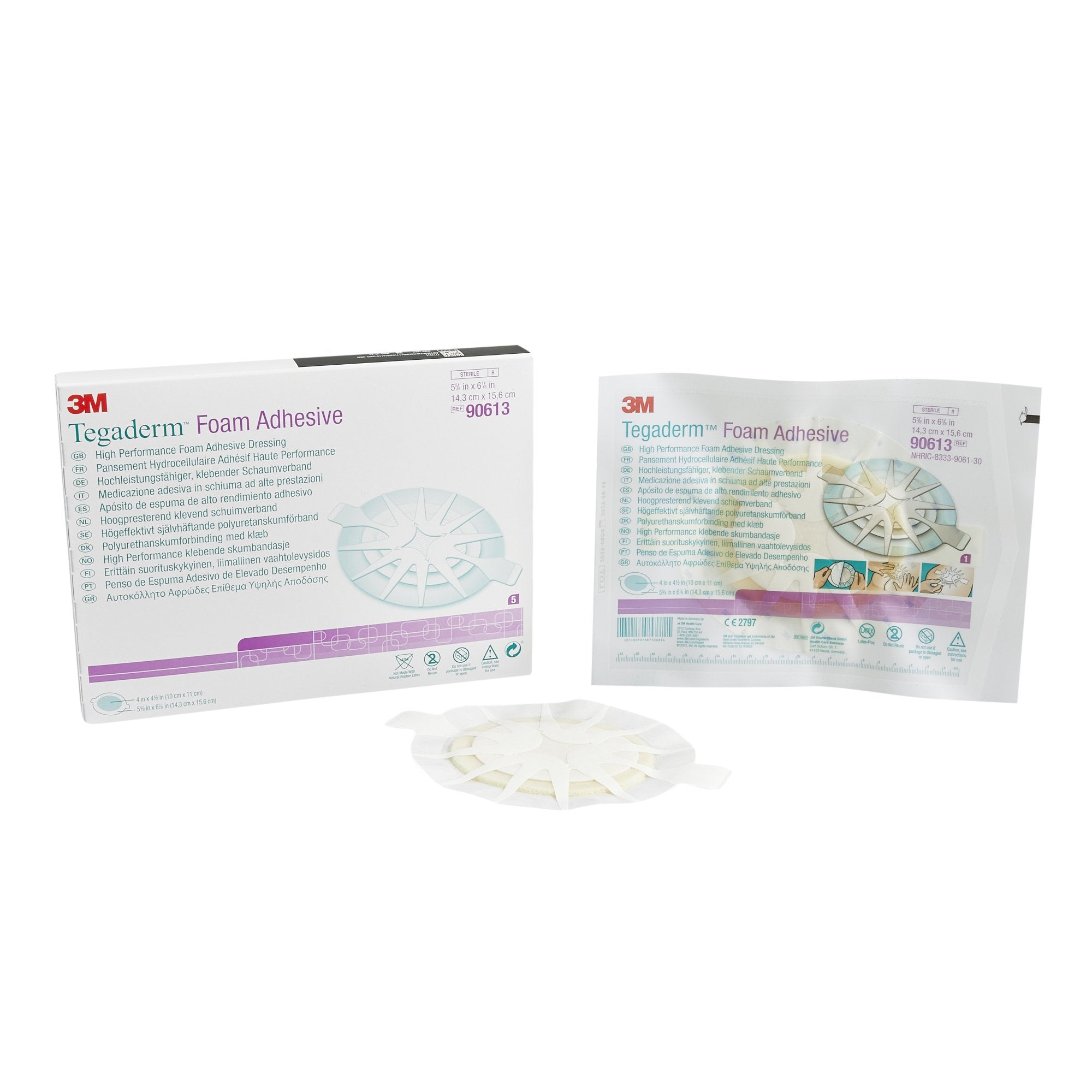 3M™ Tegaderm™ High Performance Adhesive w/ Border Foam Dressing, 14.3 x 15.6 cm 90613