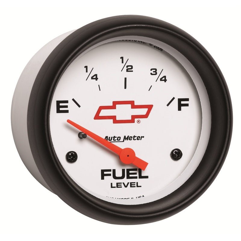 AutoMeter Gauge Fuel Level 2-5/8in. 0 Ohm(e) to 90 Ohm(f) Elec Chevy Red Bowtie White 5814-00406