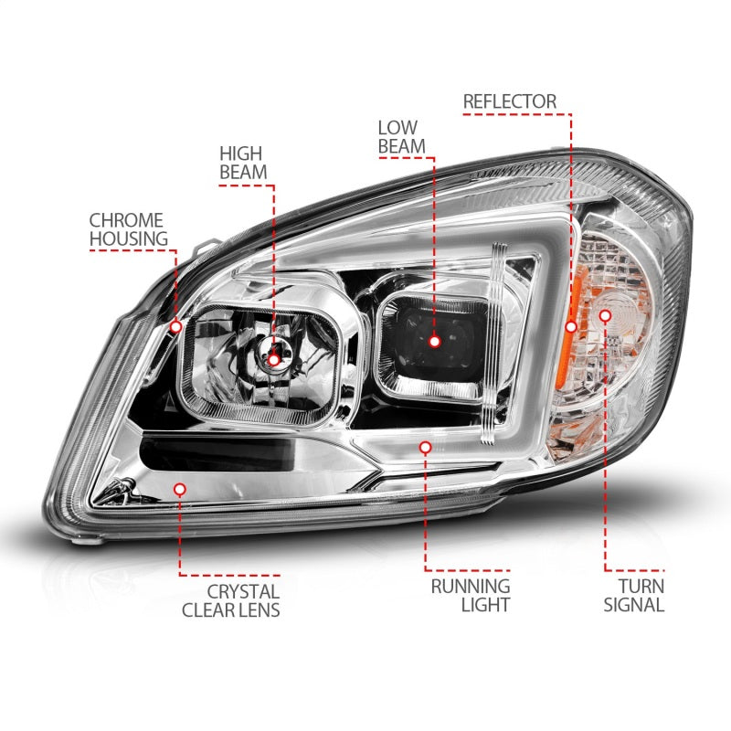 ANZO 05-10 Chevrolet Cobalt / 07-10 Pontiac G5 LED Projector Headlights Black Housing 121576