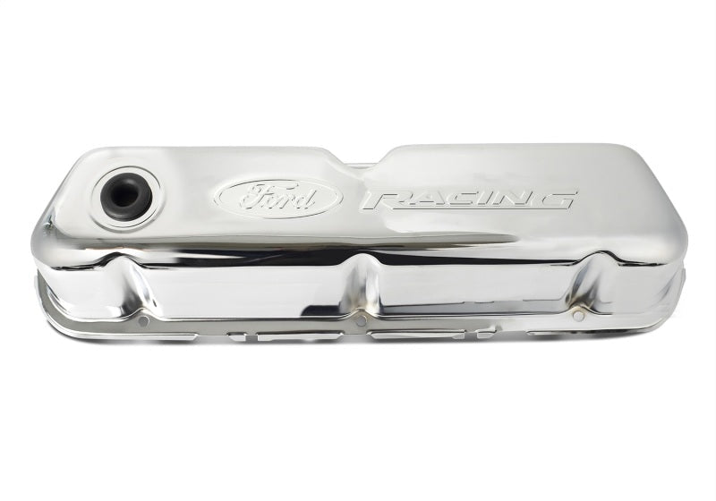 Ford Chrome Steel Valve Cover Set w/Ford Racing Logo FRD302-070