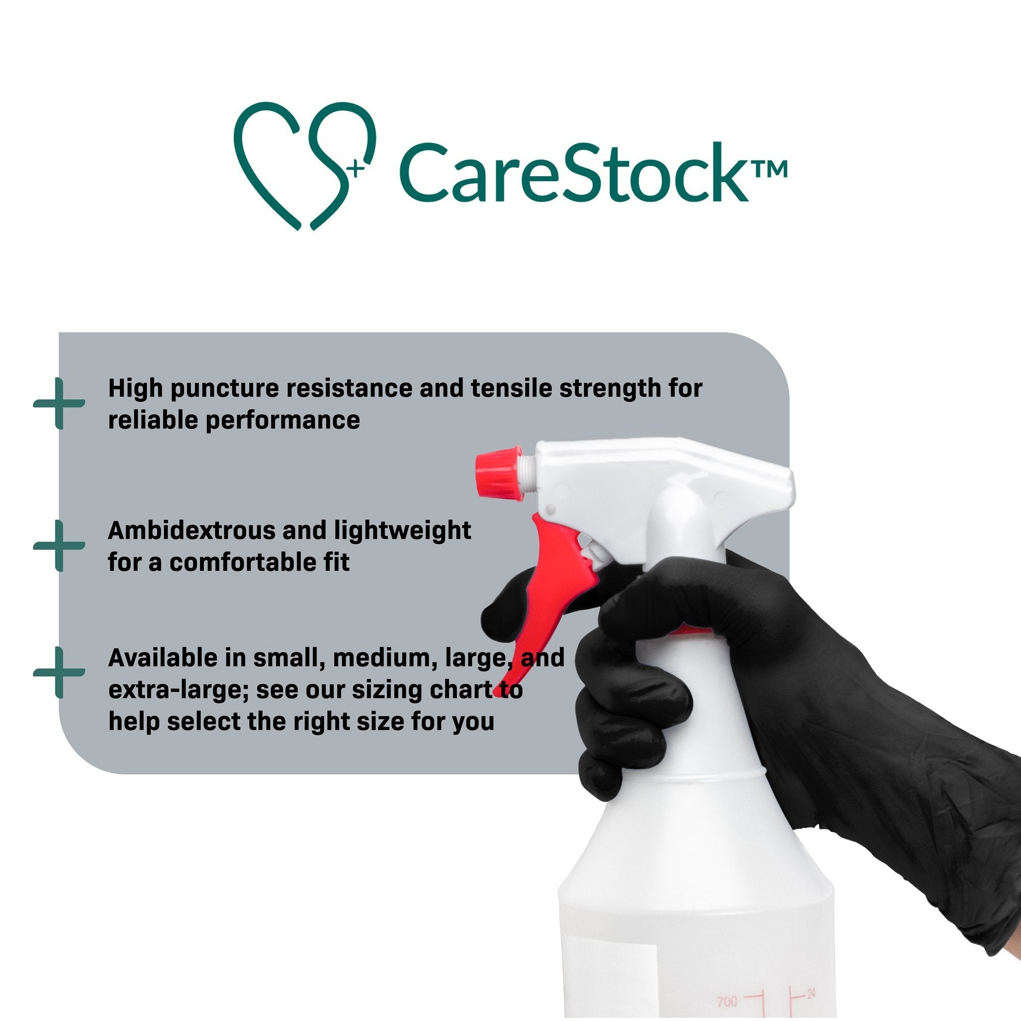 CareStock™ Nitrile Exam Glove, Small, Black CS2772