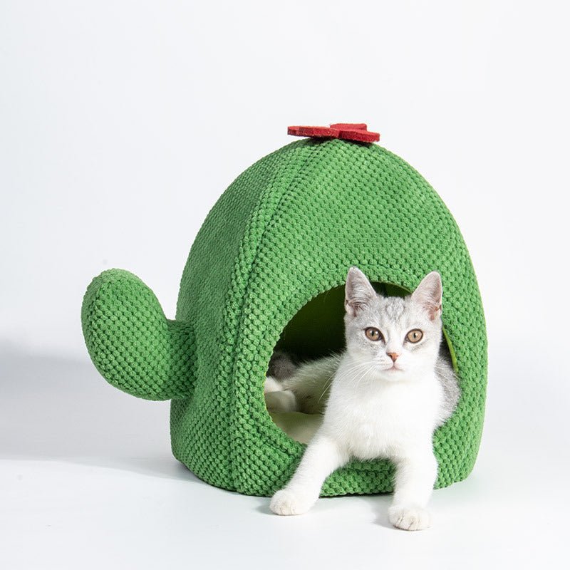 Cactus Cat Bed Warm Enclosed Kitten And Dog Nest Deep Sleep Comfort Mat Pets Tent Cozy Cave Indoor Pet Supplie - PhishStones Products