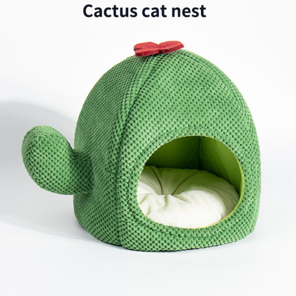 Cactus Cat Bed Warm Enclosed Kitten And Dog Nest Deep Sleep Comfort Mat Pets Tent Cozy Cave Indoor Pet Supplie - PhishStones Products