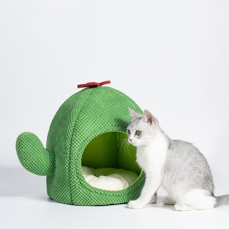 Cactus Cat Bed Warm Enclosed Kitten And Dog Nest Deep Sleep Comfort Mat Pets Tent Cozy Cave Indoor Pet Supplie - PhishStones Products