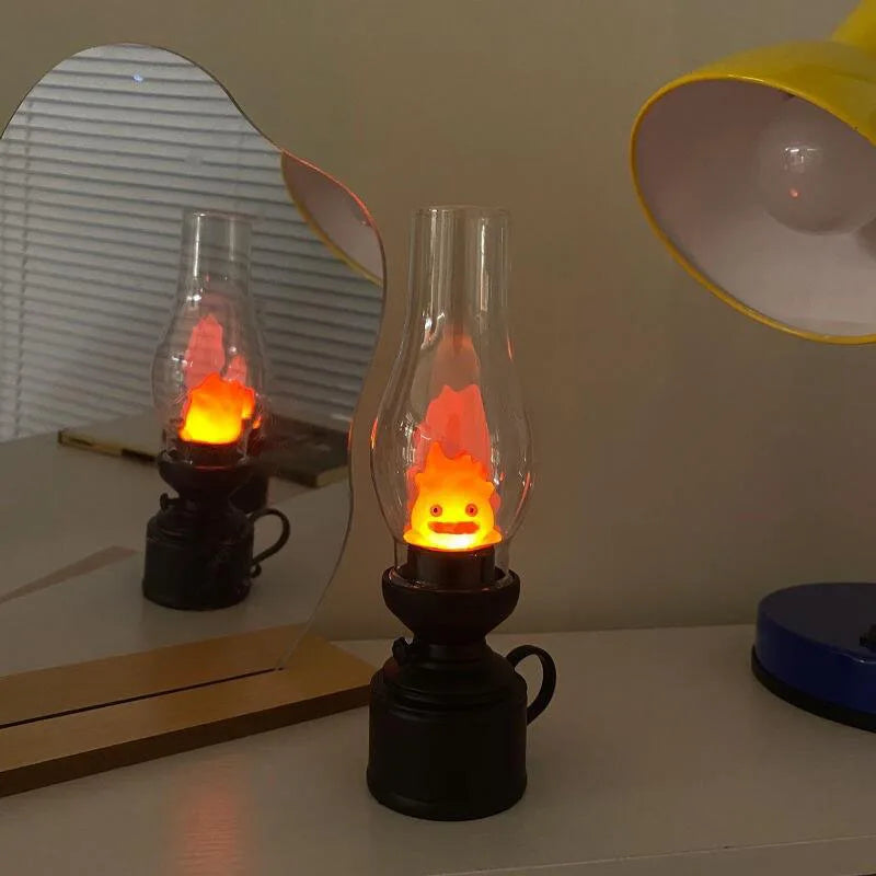 Calcifer Flameless LED Night Light Cartoon Kerosene Lamp Retro Decorative Bedside Candle - PhishStones Products