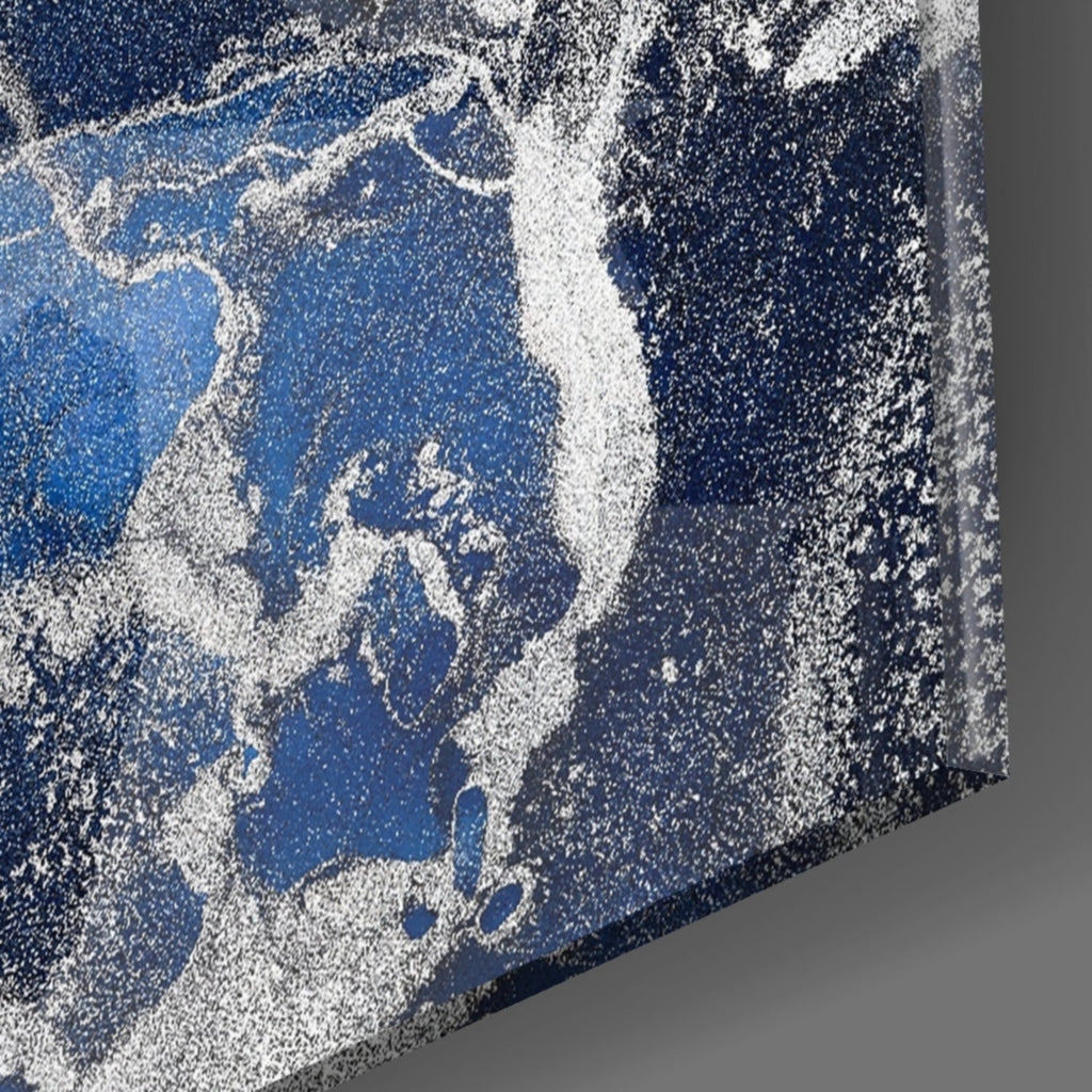 Royal Blue White Ink Glass Wall Art