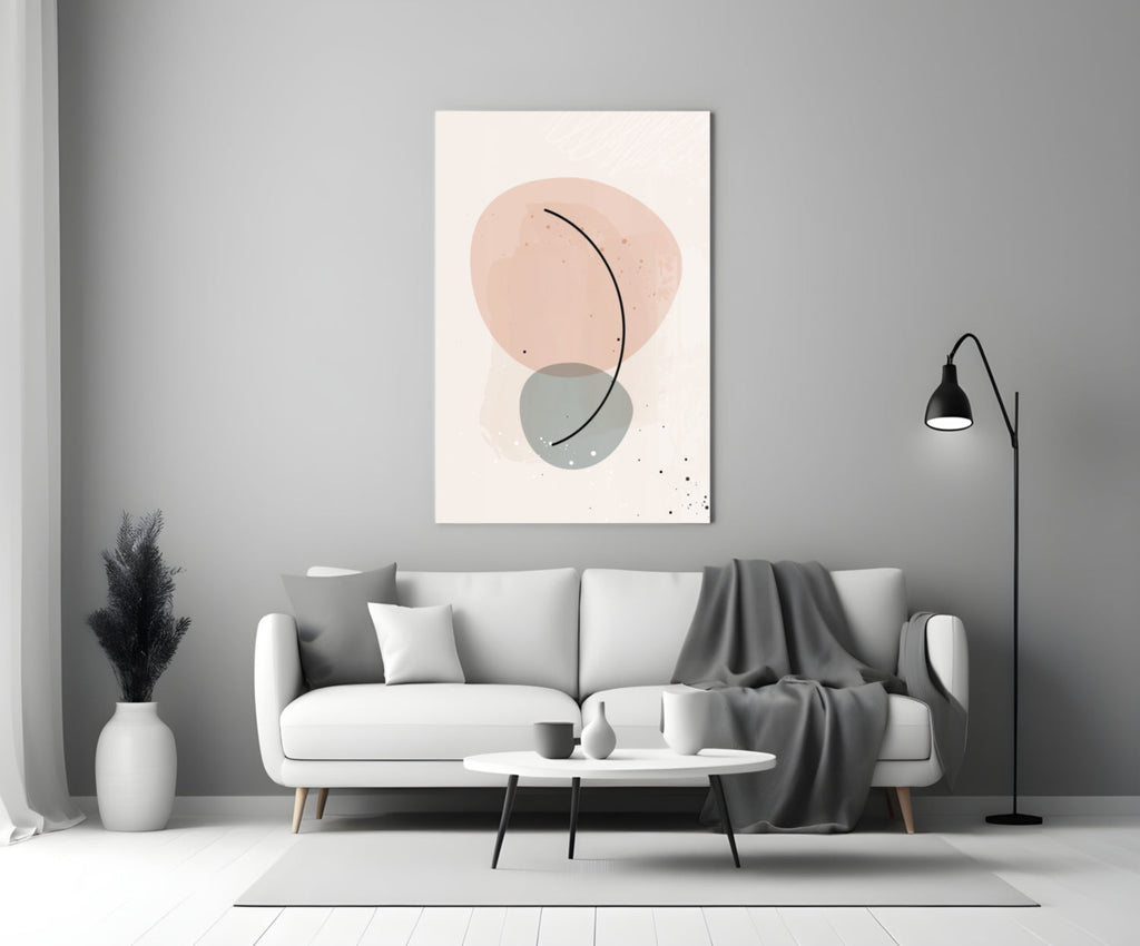 Blush Pink Sage Pebble Curve Glass Wall Art