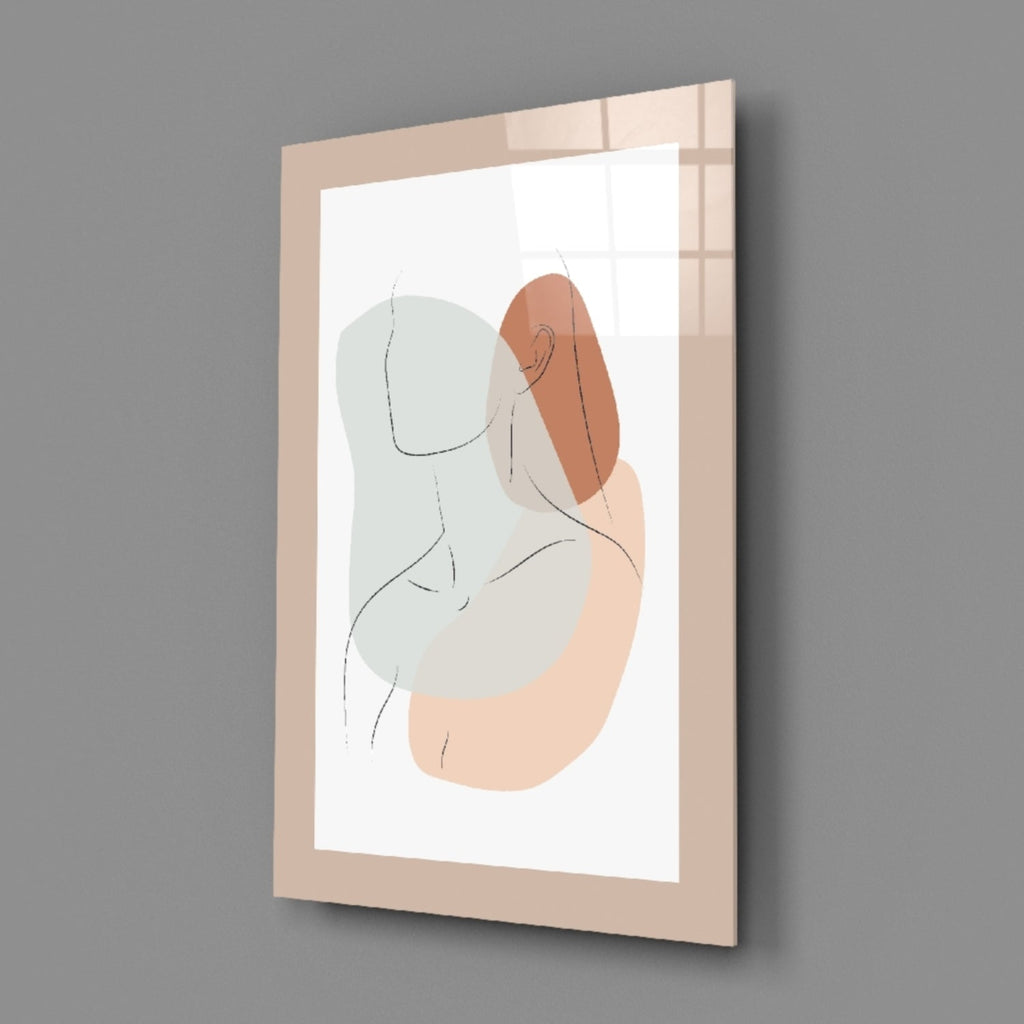 Sage Terracotta Line Art Woman Glass Wall Art