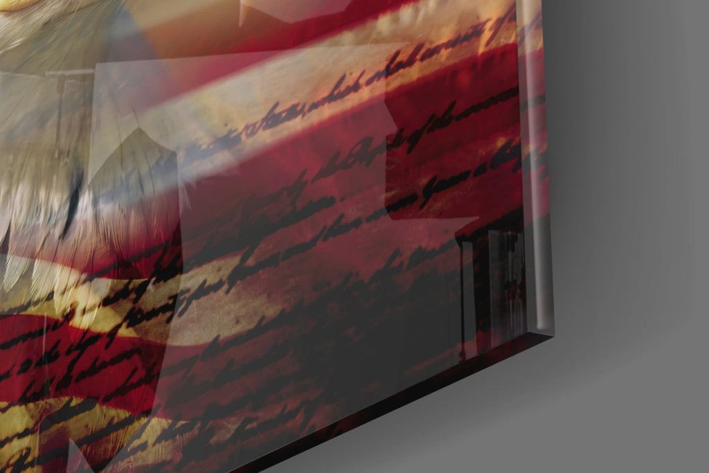 Flag And Constitution American Eagle Glass Wall Art