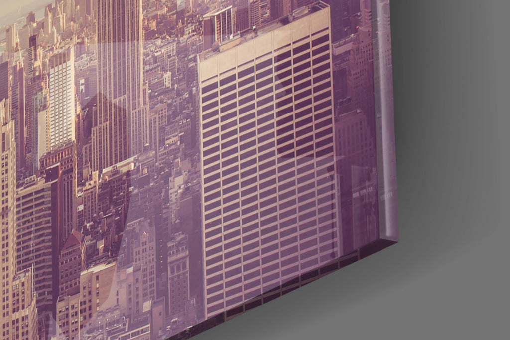 Teal Sky Aerial Manhattan Skyline Glass Wall Art