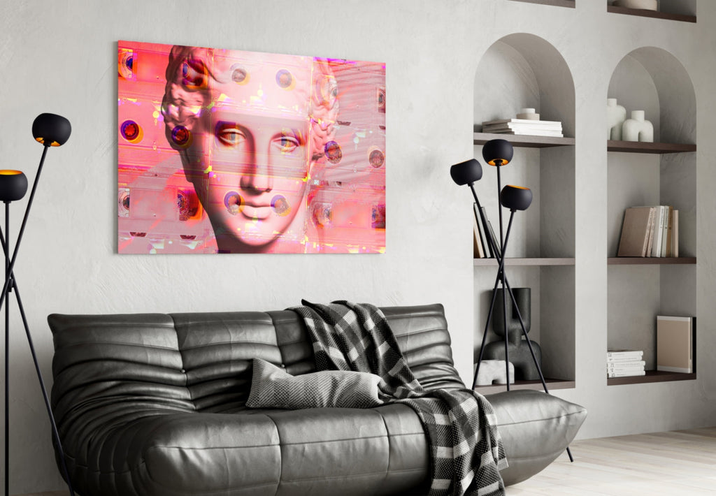 Pink Vaporwave Venus Glass Wall Art