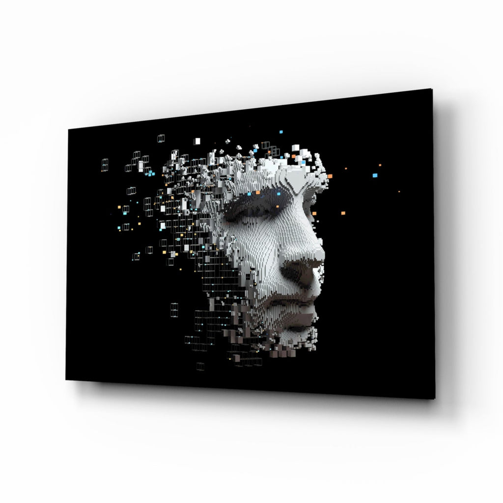 Pixel Dispersing Face Profile Glass Wall Art