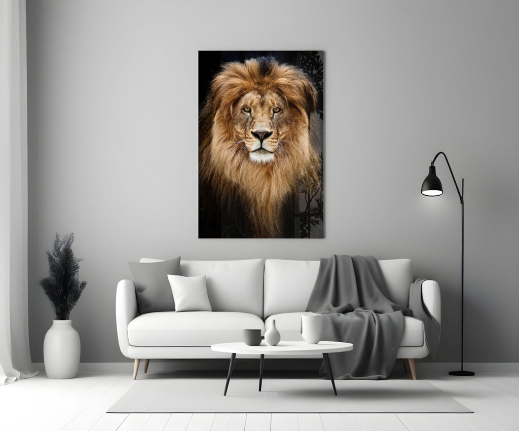 Majestic Windswept Mane Lion Glass Wall Art