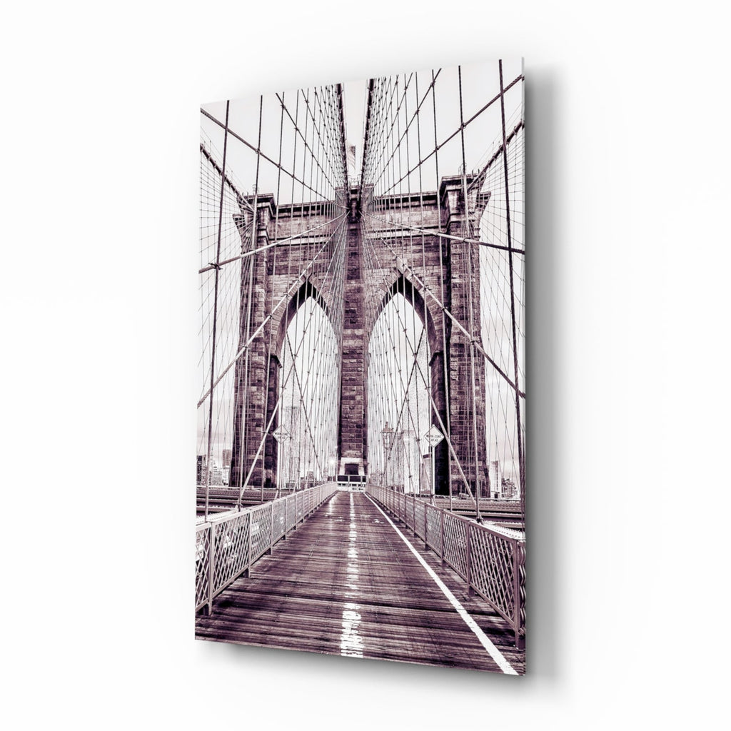 Purple Bridge Walkway View Glass Wall Art