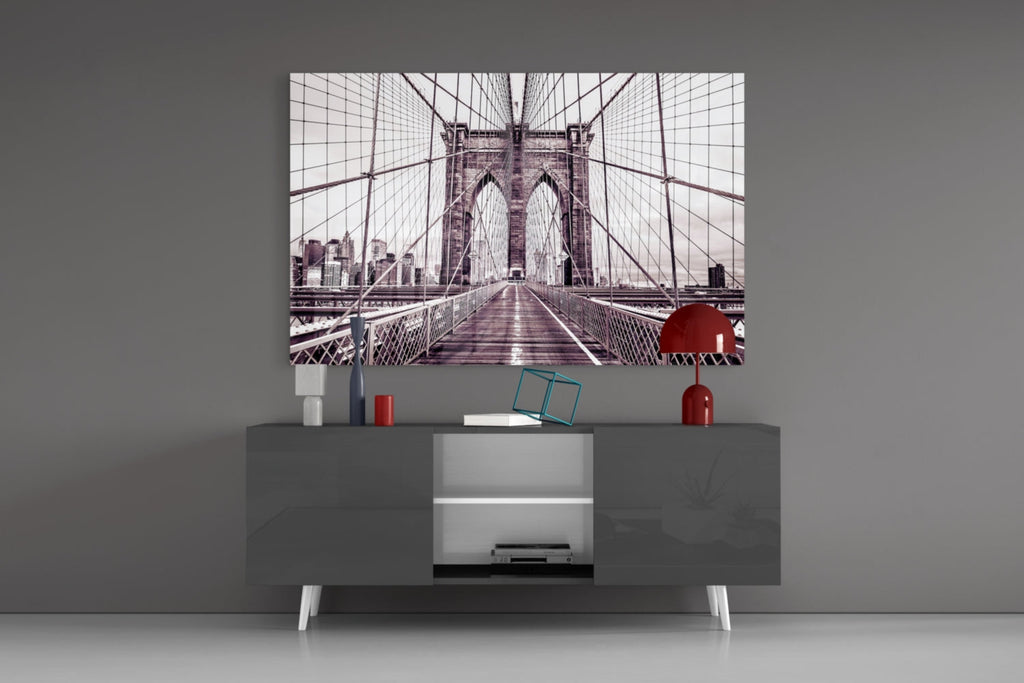Vintage Bridge Walkway Symmetry Glass Wall Art