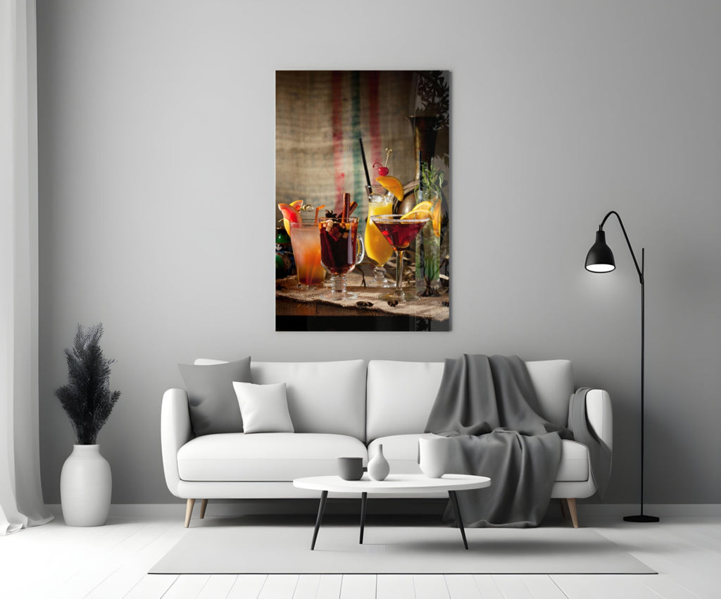 Rustic Spiced Winter Cocktails Glass Wall Art